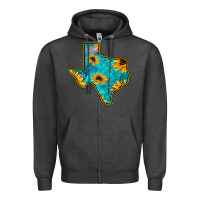 Charcoal Heather Sunflower Turquoise Texas Zipper Hoodie - Bettercallsaul