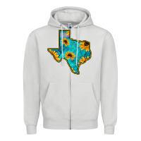Dove Grey Sunflower Turquoise Texas Zipper Hoodie - Bettercallsaul