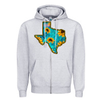 Heather Grey Sunflower Turquoise Texas Zipper Hoodie - Bettercallsaul