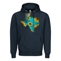 Navy Sunflower Turquoise Texas Zipper Hoodie - Bettercallsaul