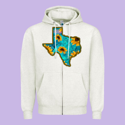 Sunflower Turquoise Texas Zipper Hoodie Designed By Bettercallsaul
