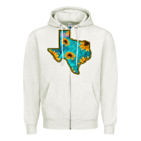Oatmeal Heather Sunflower Turquoise Texas Zipper Hoodie - Bettercallsaul