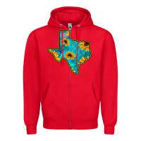 Red Sunflower Turquoise Texas Zipper Hoodie - Bettercallsaul