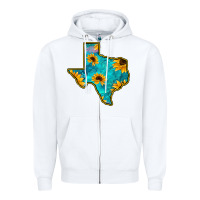White Sunflower Turquoise Texas Zipper Hoodie - Bettercallsaul