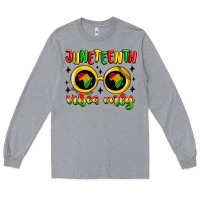 Heather Grey juneteenth vibes only Long Sleeve Tee - MaliasSmallBusiness