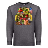 Charcoal Heather Christmas army gnomes truck 4th of july Premium Sweatshirt - HowdyJamesFarm