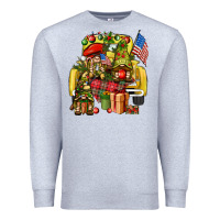 Heather Grey Christmas army gnomes truck 4th of july Premium Sweatshirt - HowdyJamesFarm