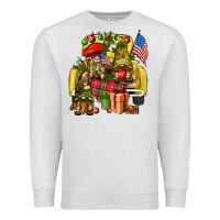 Oatmeal Heather Christmas army gnomes truck 4th of july Premium Sweatshirt - HowdyJamesFarm