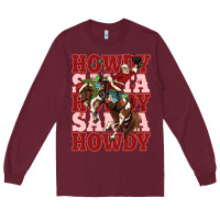Burgundy howdy santa cowboy christmas Long Sleeve Tee - MaliasSmallBusiness