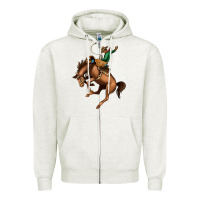 Oatmeal Heather Bucking Bronco Rodeo Zipper Hoodie - Bettercallsaul