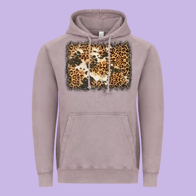 Distressed Leopard Cowhide Background Vintage Hoodie Designed By Jasminsmagicworld
