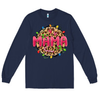 Navy mama christmas lights Long Sleeve Tee - MaliasSmallBusiness