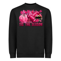 Black Tis' the season Football Breast Cancer Heavyweight Sweatshirt - NancyCooperArtShop
