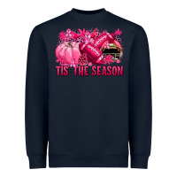 Navy Tis' the season Football Breast Cancer Heavyweight Sweatshirt - NancyCooperArtShop