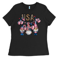 Black usa america gnome Ladies Tee - CowhideDigitalArt
