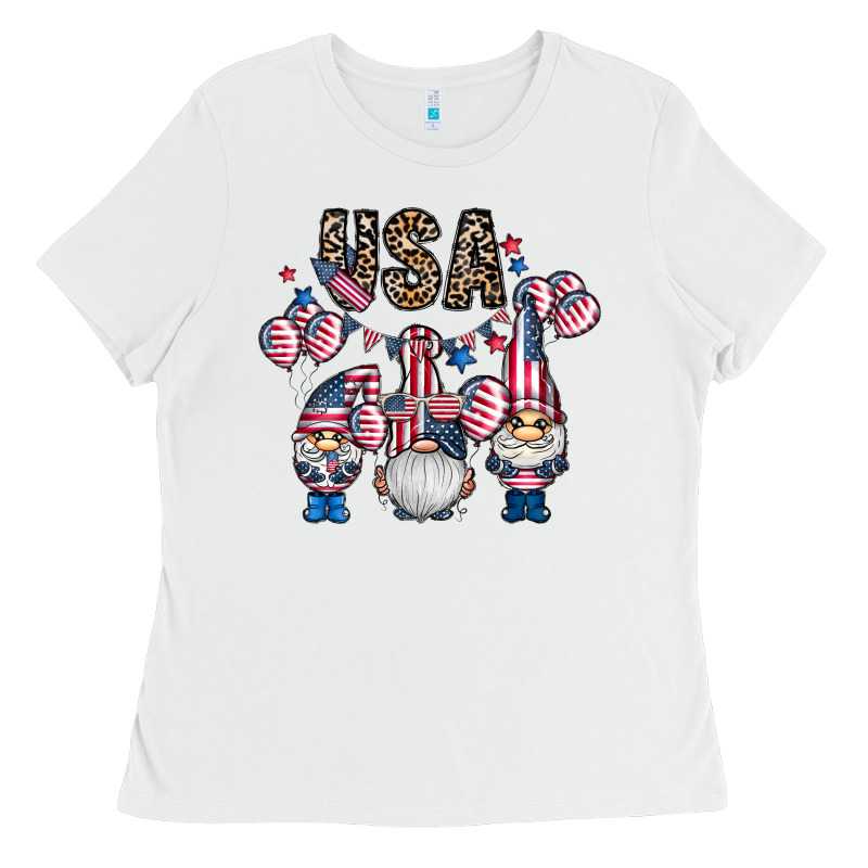 Usa America Gnome Ladies Tee by CowhideDigitalArt | Teevron