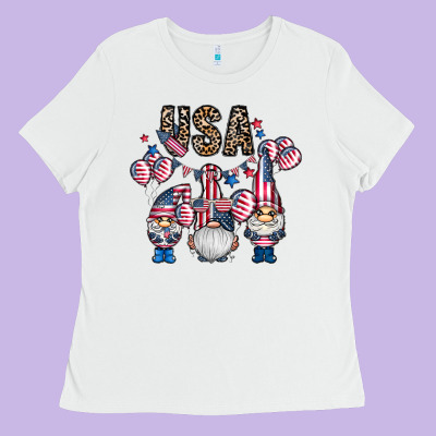 Usa America Gnome Ladies Tee Designed By Cowhidedigitalart
