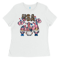 White usa america gnome Ladies Tee - CowhideDigitalArt
