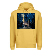 Antique Gold wolf howling at the moon Premium Hoodie - TumblerDesignByShophia