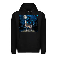 Black wolf howling at the moon Premium Hoodie - TumblerDesignByShophia