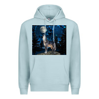 Blue Mist wolf howling at the moon Premium Hoodie - TumblerDesignByShophia
