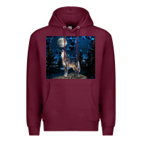 Burgundy wolf howling at the moon Premium Hoodie - TumblerDesignByShophia