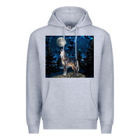 Heather Grey wolf howling at the moon Premium Hoodie - TumblerDesignByShophia