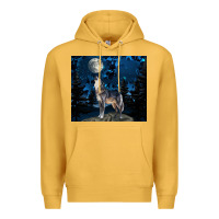 Mustard wolf howling at the moon Premium Hoodie - TumblerDesignByShophia