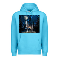 Ocean Blue wolf howling at the moon Premium Hoodie - TumblerDesignByShophia