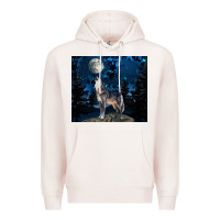 Pale Pink wolf howling at the moon Premium Hoodie - TumblerDesignByShophia