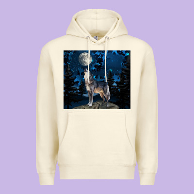 Wolf Howling At The Moon Premium Hoodie Designed By Tumblerdesignbyshophia