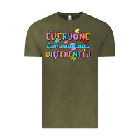 Vintage Olive everyone communicates differently Vintage Tee - MaliasSmallBusiness