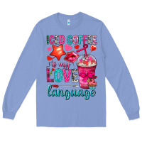 Colony Blue iced coffee is my love language Long Sleeve Tee - NancyCooperArtShop