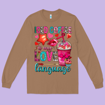Iced Coffee Is My Love Language Long Sleeve Tee Designed By Nancycooperartshop