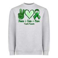 Heather Grey Peace love cure Liver Cancer Heavyweight Sweatshirt - NancyCooperArtShop
