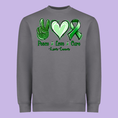 Peace Love Cure Liver Cancer Heavyweight Sweatshirt Designed By Nancycooperartshop