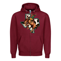 Burgundy Cowhide Texas Map Rodeo Cowboy Zipper Hoodie - Bettercallsaul