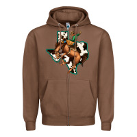 Chestnut Cowhide Texas Map Rodeo Cowboy Zipper Hoodie - Bettercallsaul