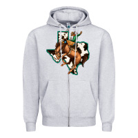 Heather Grey Cowhide Texas Map Rodeo Cowboy Zipper Hoodie - Bettercallsaul