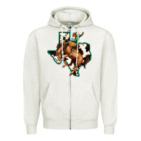 Oatmeal Heather Cowhide Texas Map Rodeo Cowboy Zipper Hoodie - Bettercallsaul