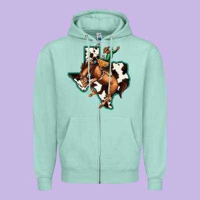 Cowhide Texas Map Rodeo Cowboy Zipper Hoodie Designed By Bettercallsaul