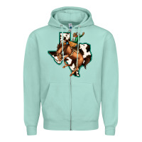 Seafoam Cowhide Texas Map Rodeo Cowboy Zipper Hoodie - Bettercallsaul