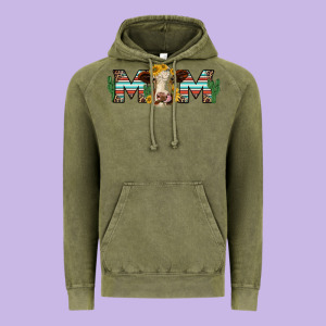 Sunflower Hereford Cattle And Cactus  Mom Vintage Hoodie Designed By Jasminsmagicworld