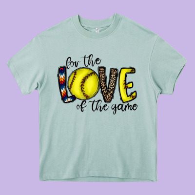 For The Love Of The Game Softball Heavy Core Tee Designed By Cowhidedigitalart