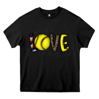 Black for the love of the game softball Heavy Core Tee - CowhideDigitalArt