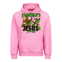 Fuchsia Pink St. Patrick's knows Jesus arose Urban Hoodie - FaDigitalArtStudio