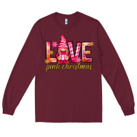 Burgundy love pink christmas gnome Long Sleeve Tee - NancyCooperArtShop