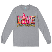Heather Grey love pink christmas gnome Long Sleeve Tee - NancyCooperArtShop