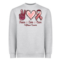 Heather Grey Peace love cure Uterine Cancer Heavyweight Sweatshirt - NancyCooperArtShop