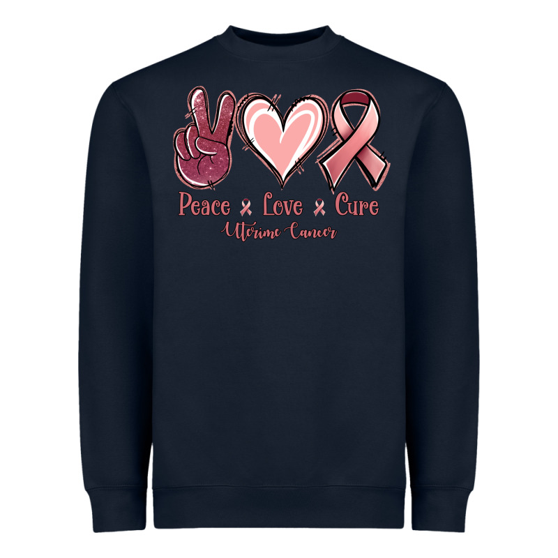 Peace Love Cure Uterine Cancer Heavyweight Sweatshirt by NancyCooperArtShop | Teevron
